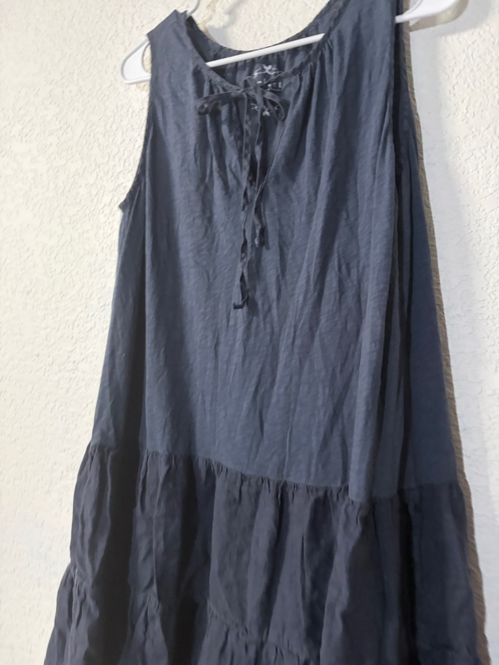 Velvet by Graham & Spencer Navy Tie-Front Tiered Mini Sleeveless Cotton Dress - Picture 2 of 6